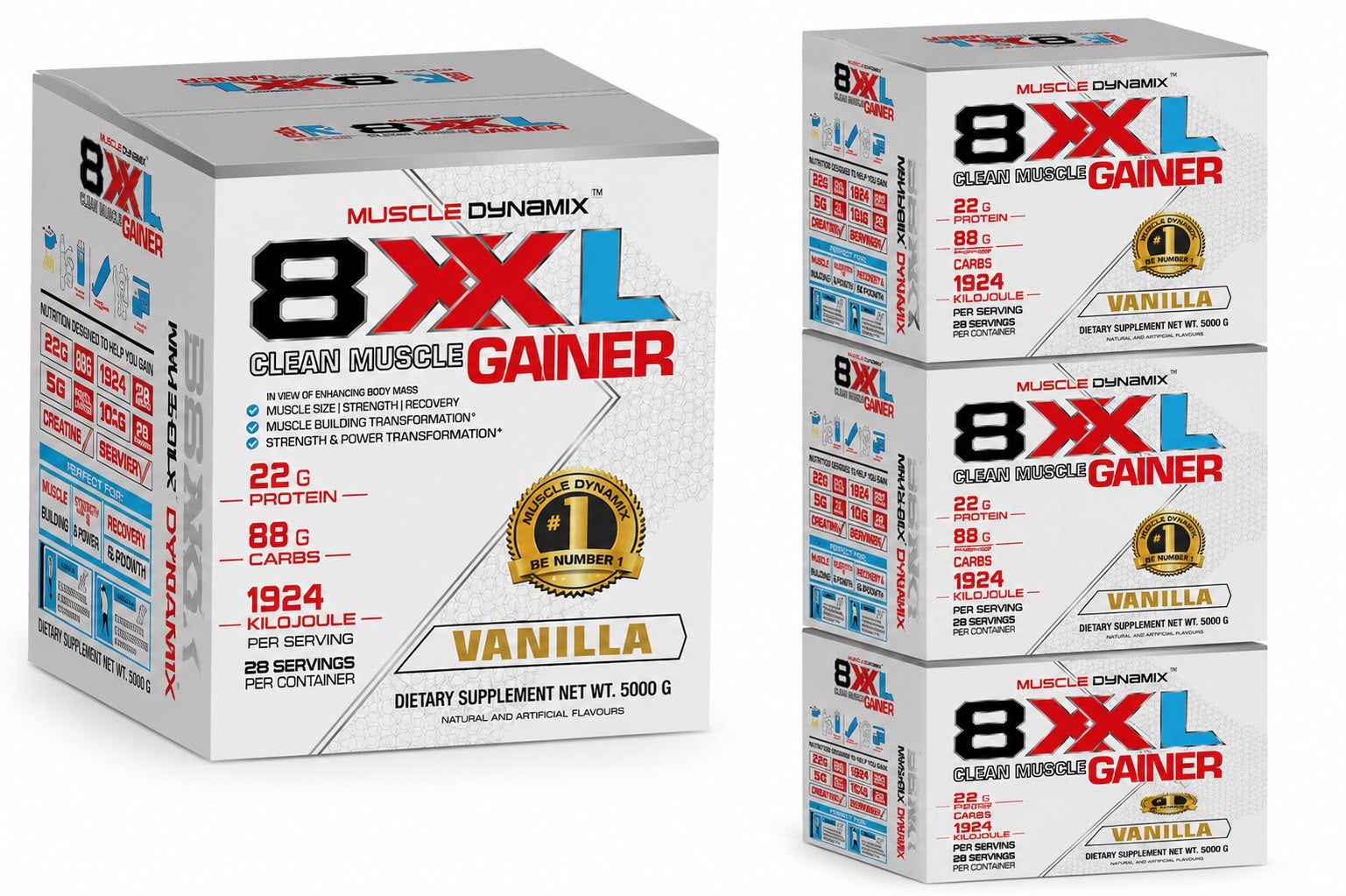 8XXL Clean Muscle Gainer – Vanilla (5000g)